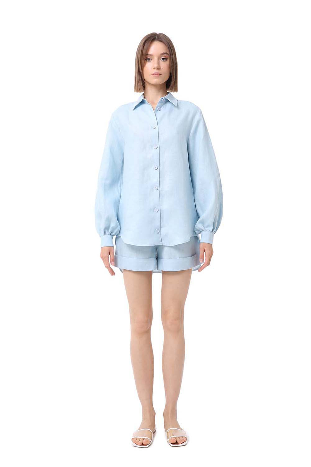 Sky Blue Linen Short – YASYA MINOCHKINA