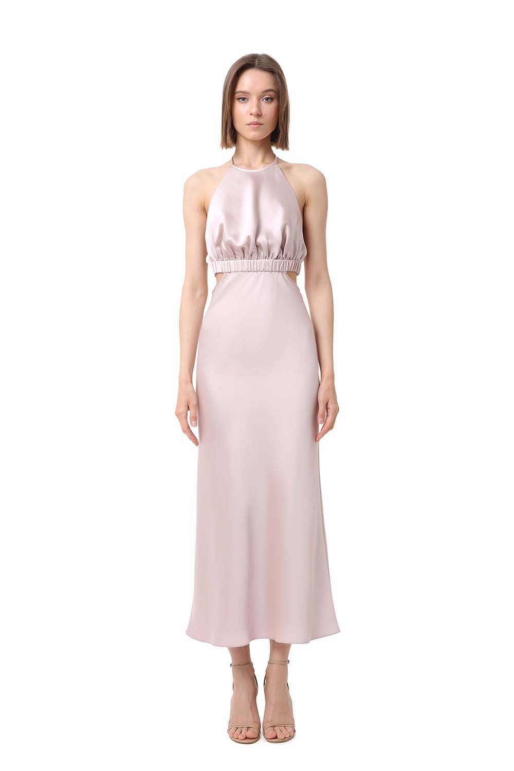 Ambretta Beige Halter Midi Dress S