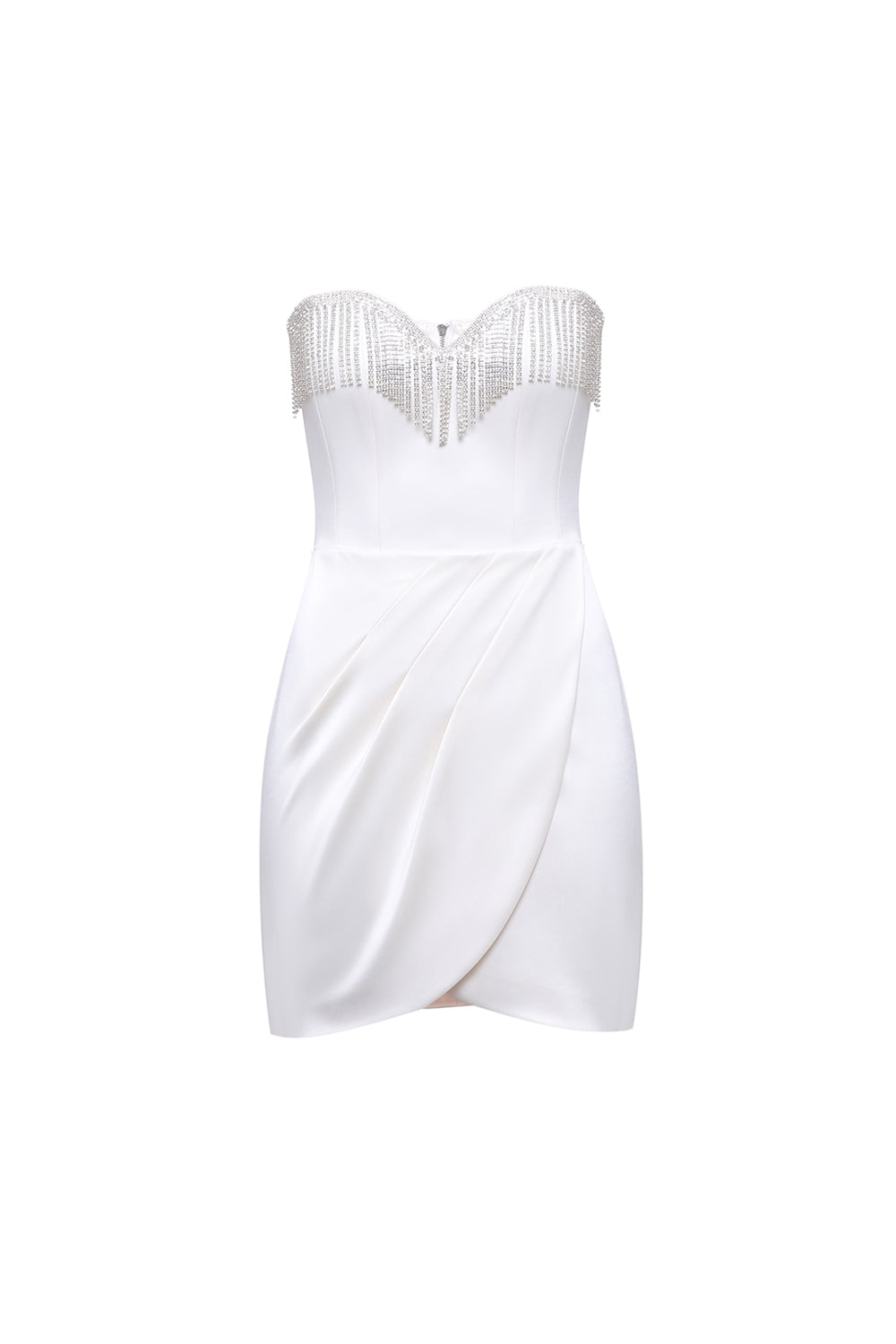 Ibiza Crystal Fringe Mini Dress Ivory