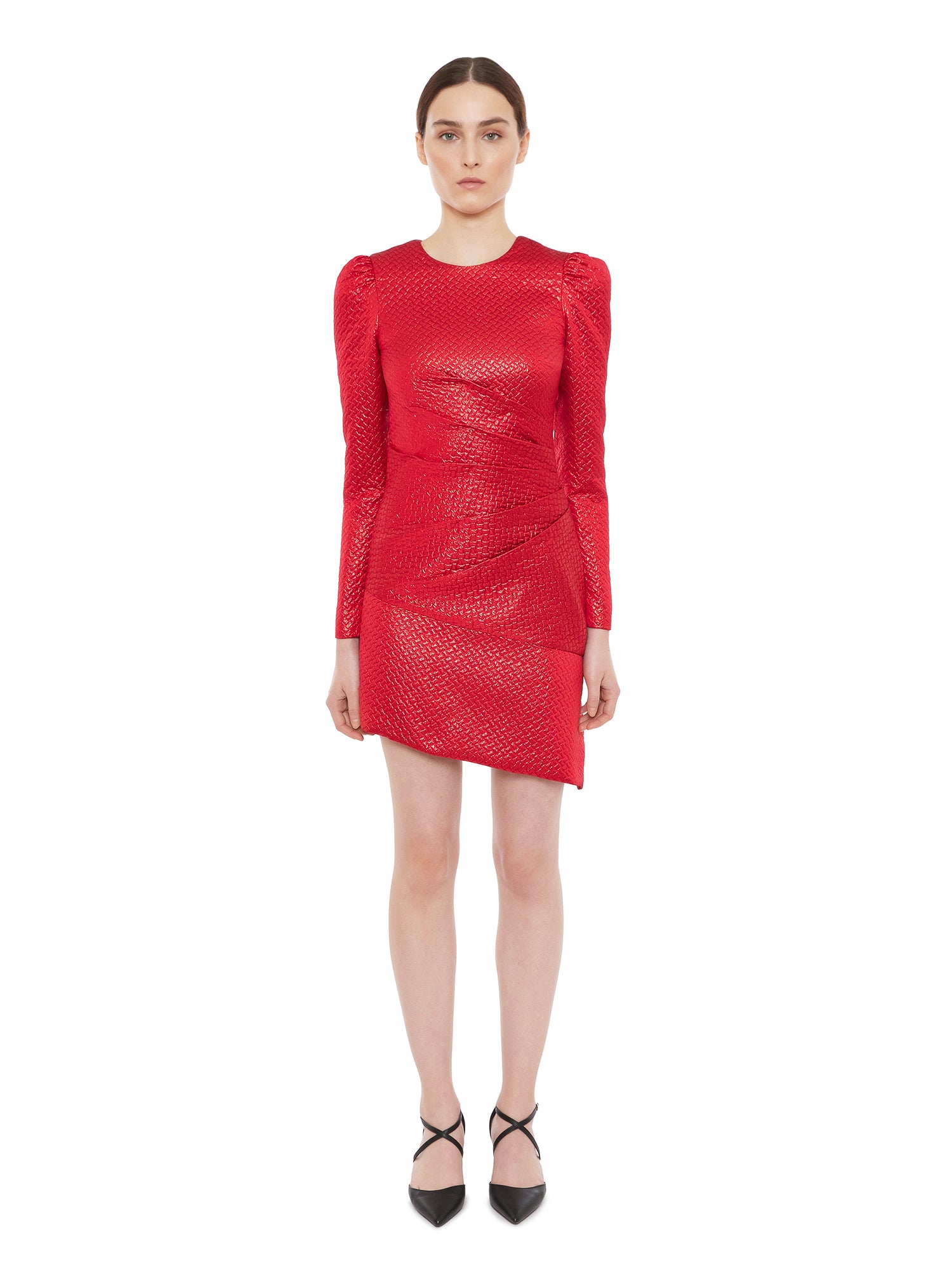 asymmetric ruched mini dress Fe Brown Asymmetrical Ruched Mini Dress