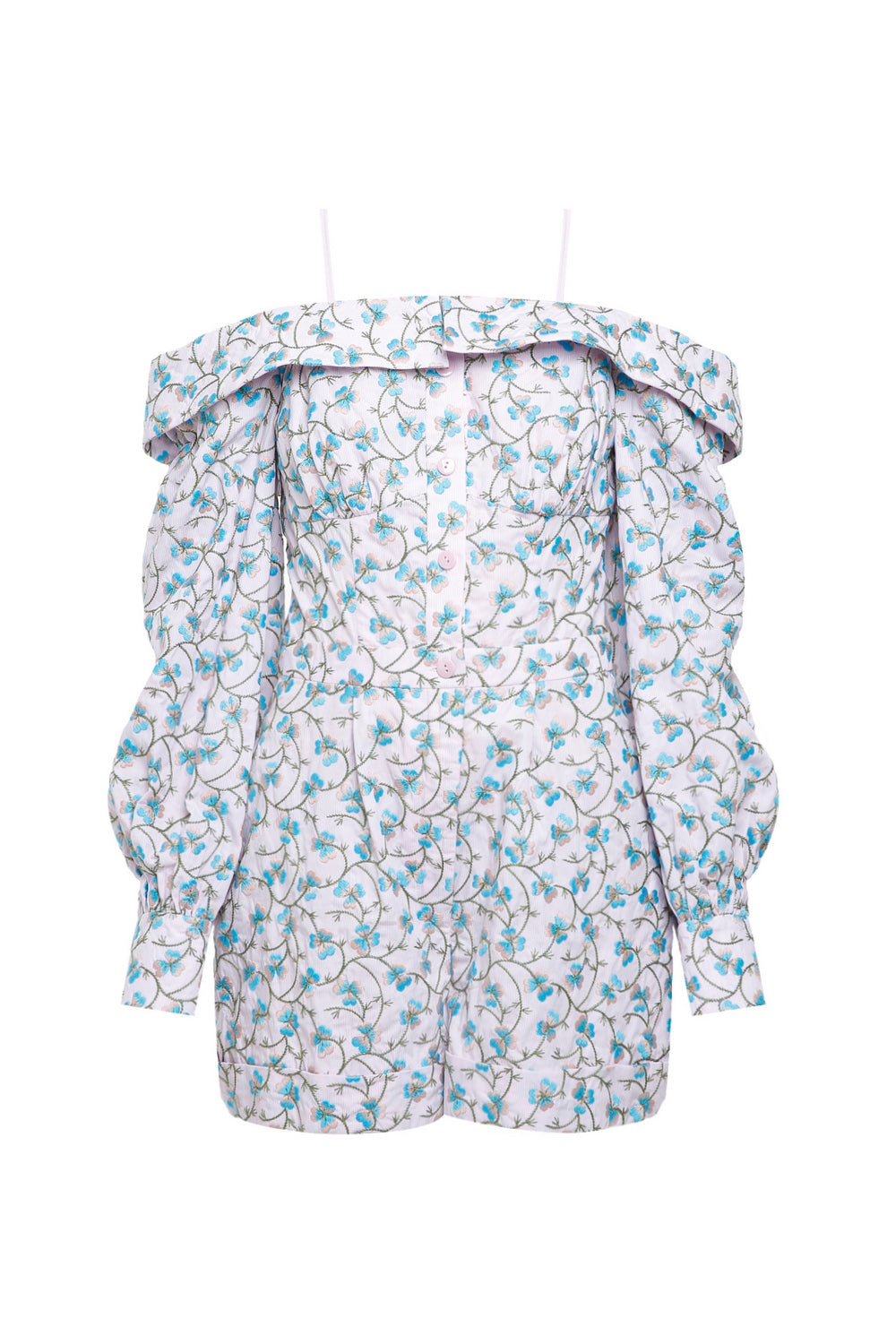 mini jumpsuit dress Allison Blue Floral Printed Mini Jumpsuit – YASYA MINOCHKINA