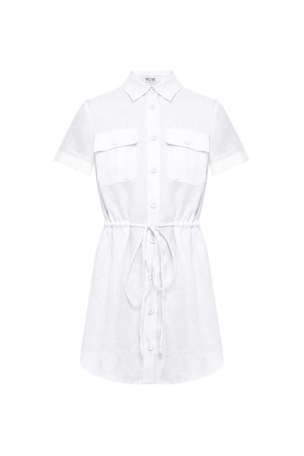 LP White Short Sleeve Linen Shirt Dress