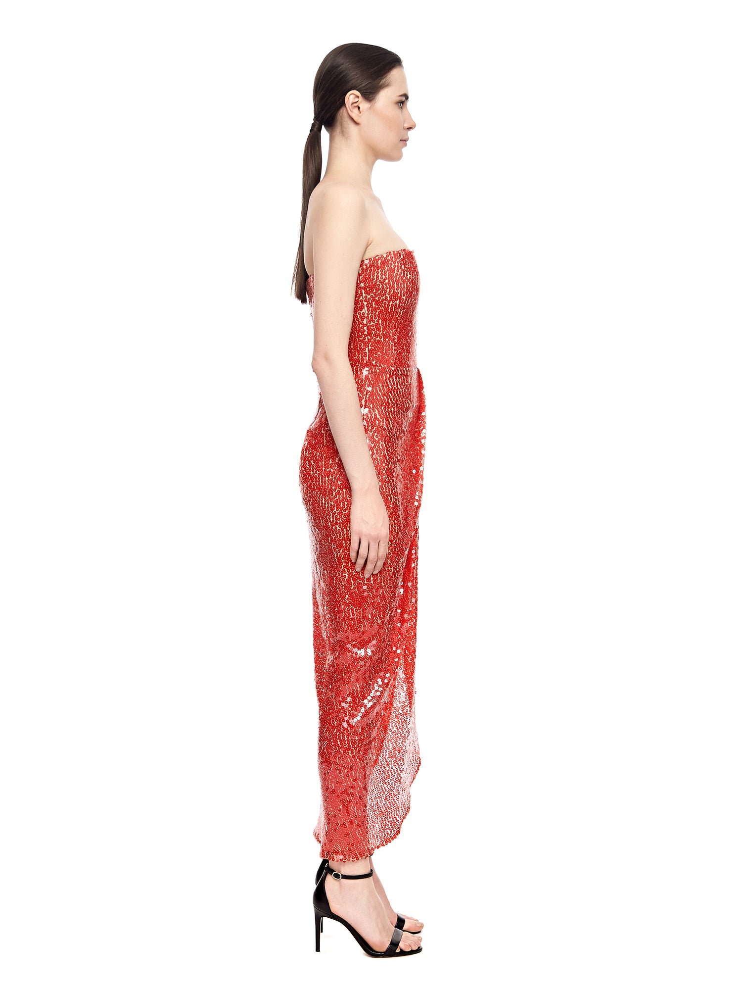 Red Rose Sequined Corset Gown