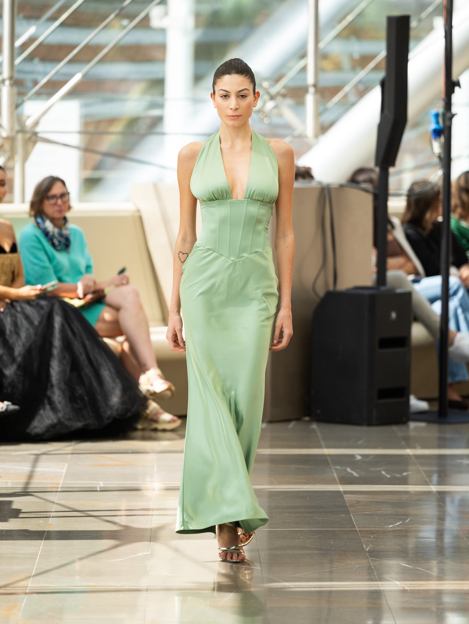 Monaco Pistachio Corset Maxi Dress