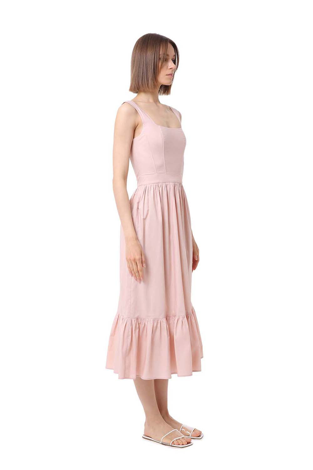 Jane Beige Cotton Midi Dress