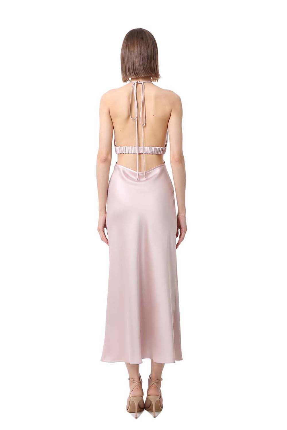 Ambretta Beige Halter Midi Dress S Ambretta Beige Halter Midi Dress S