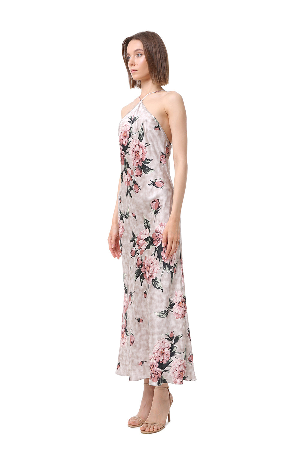 Renesmee Floral Print Silk Midi Dress