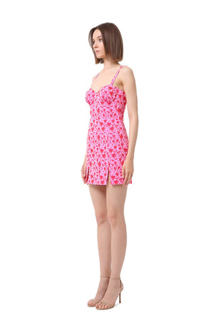 Arely Pink Bustier Mini Dress With Slits