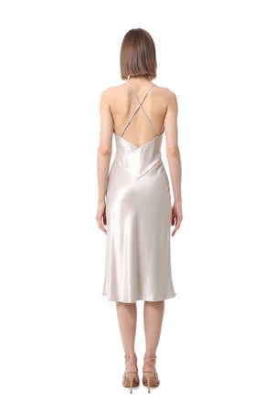 Charlot Open-Back Midi Slip Dress