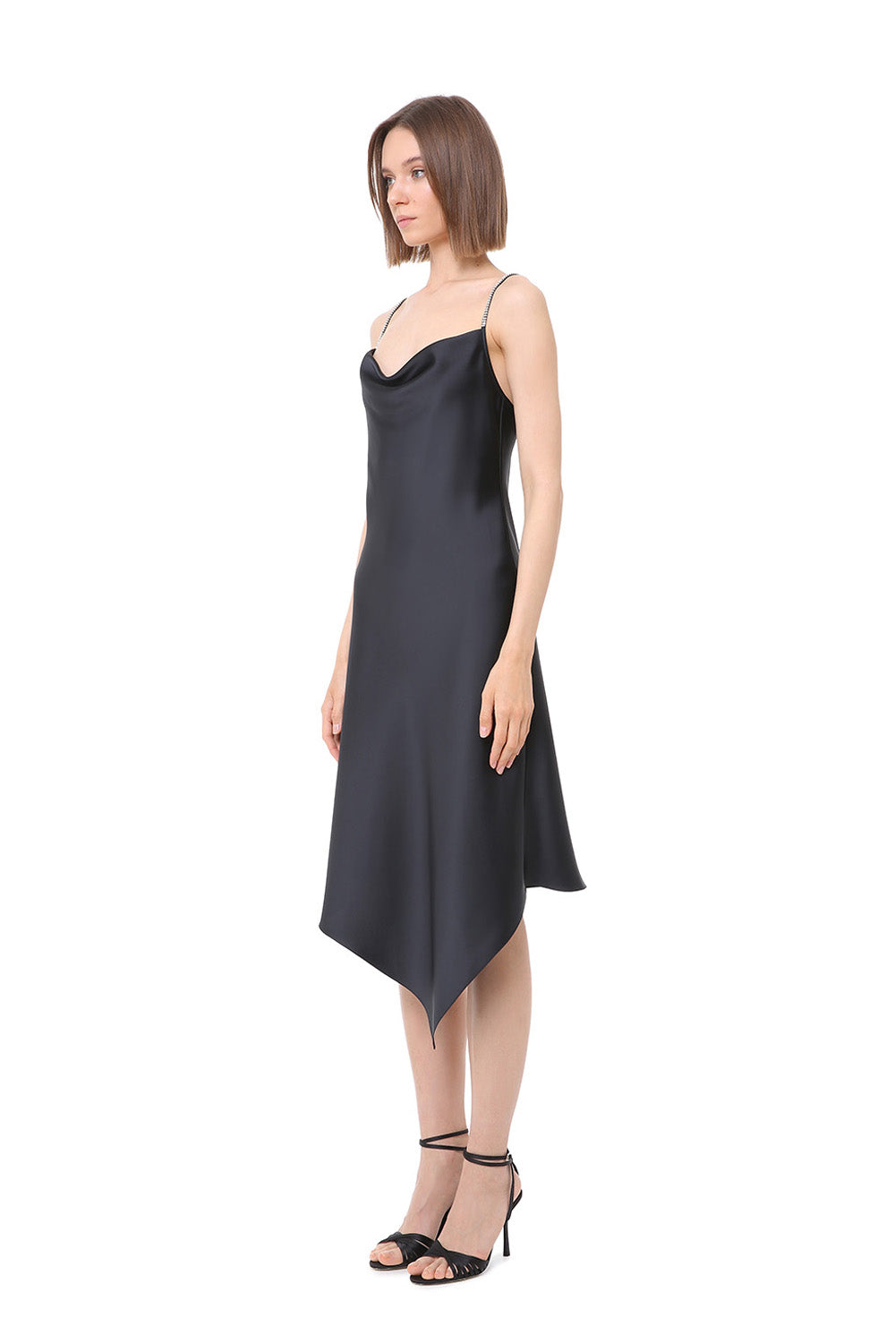 slip dress asymmetrical Yvette Slip Maxi Dress With Asymmetrical Hem