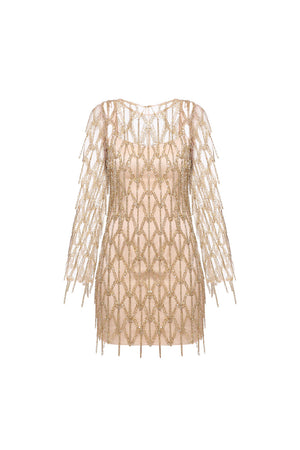 embellished mini dress long sleeve Petal & Pup Women's Kelly Sequin from shoulder to hem Aurelia Crystal Embellished Long Sleeve