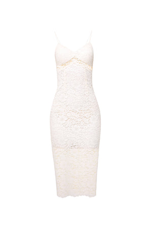 lace strappy midi dress Mila Ivory Lace Midi Dress