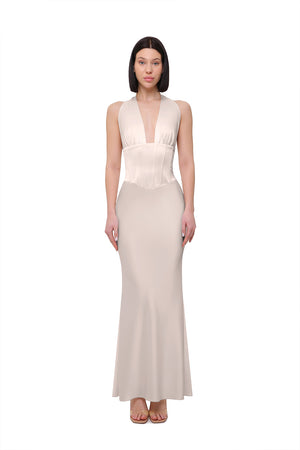 Monaco Champagne Corset Maxi Dress  YASYA MINOCHKINA