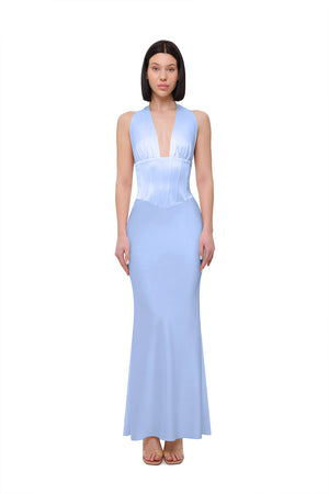 anne with an e blue dress season 3 Sky Blue Sleeveless Ribbed Knit Maxi Dress Large main image 1
