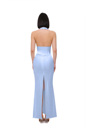 blue velvet long dress Baltic Born Womens Katelyn Velvet Maxi Wrap Dress | Blue main image 1