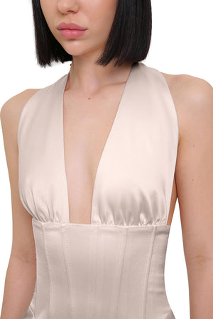 sachin and babi light blue dress Ibiza Halterneck Sequin Detail Dress Champagne– Selfie Leslie