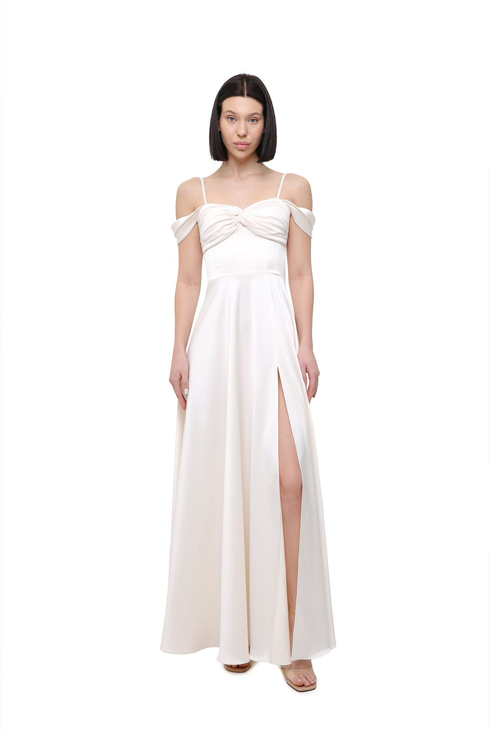 ivory satin off shoulder dress Modern Ivory Satin Off-the-shoulder Mermaid Bridal Dress