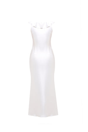Clara Ivory Ruffle Satin Dress YASYA MINOCHKINA Clara Ivory Ruffle Satin Dress YASYA MINOCHKINA