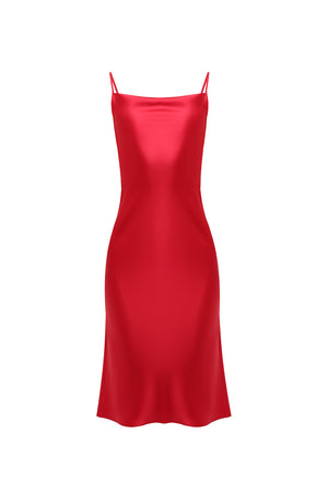 red backless slip dress /// Red Solid Color Loose Sleeveless Backless Maxi Slip Dress For Women, Women's, Size: Medium