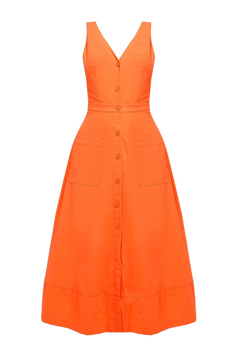 Gia Orange Cotton Midi Dress