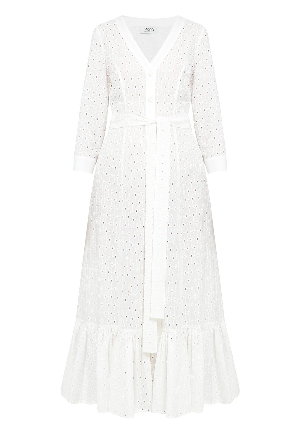 Beatrice 2 White Cotton Midi Shirt Dress