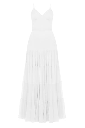 Mykonos Silk Maxi White Dress