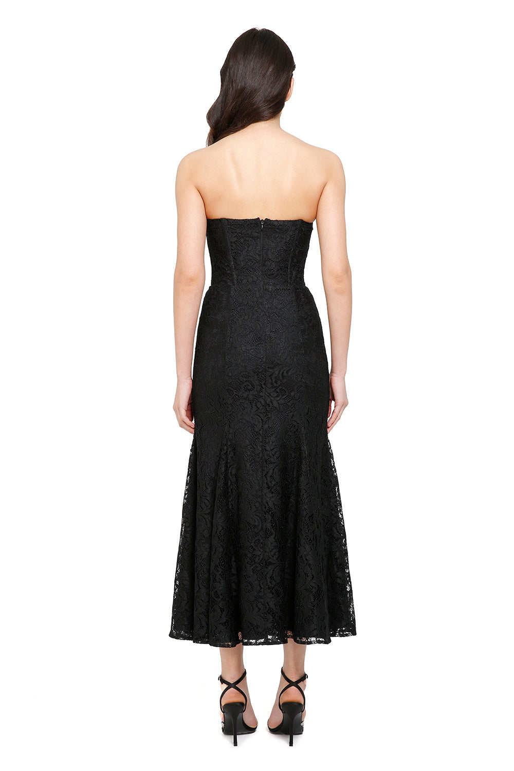 Vog Black Lace Corset Midi Dress