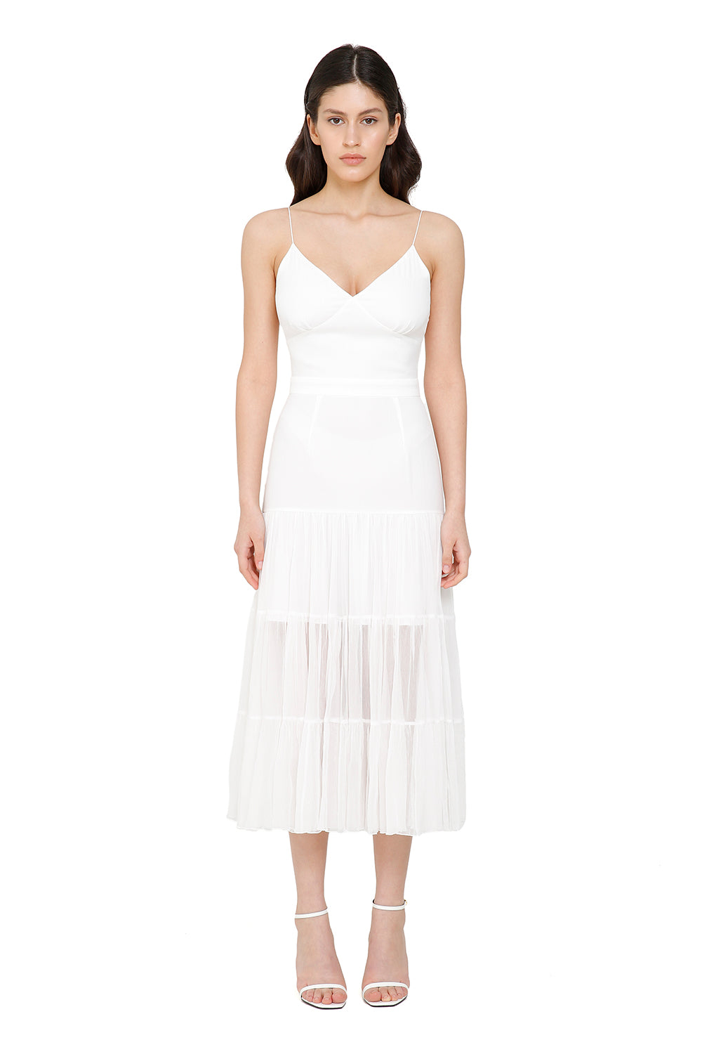 Mykonos Silk Midi White Dress