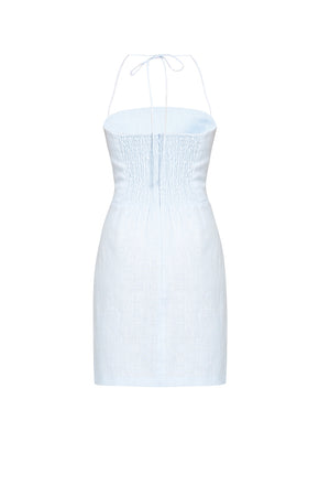 Nori Sky Blue Mini Linen Dress