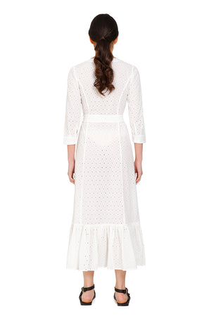 Beatrice 2 White Cotton Midi Shirt Dress