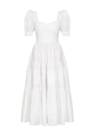 White Flower Midi Dress