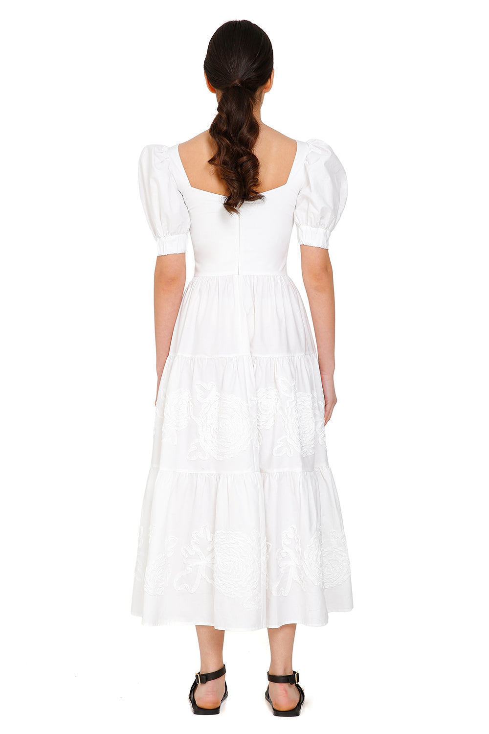 White Flower Midi Dress