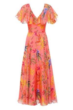 Celestine Coral Floral Print Dress