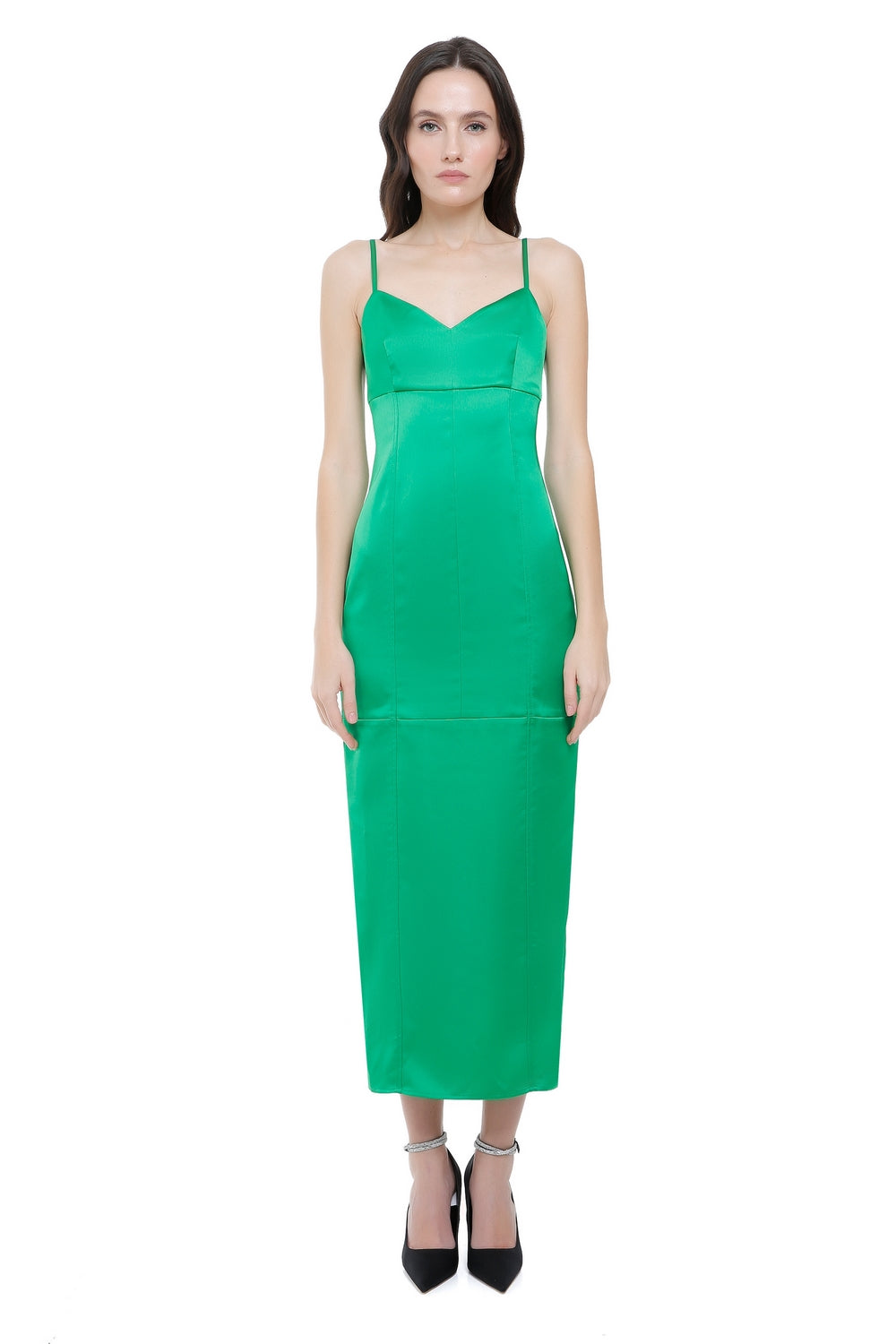 Adele Silk Midi Green Dress