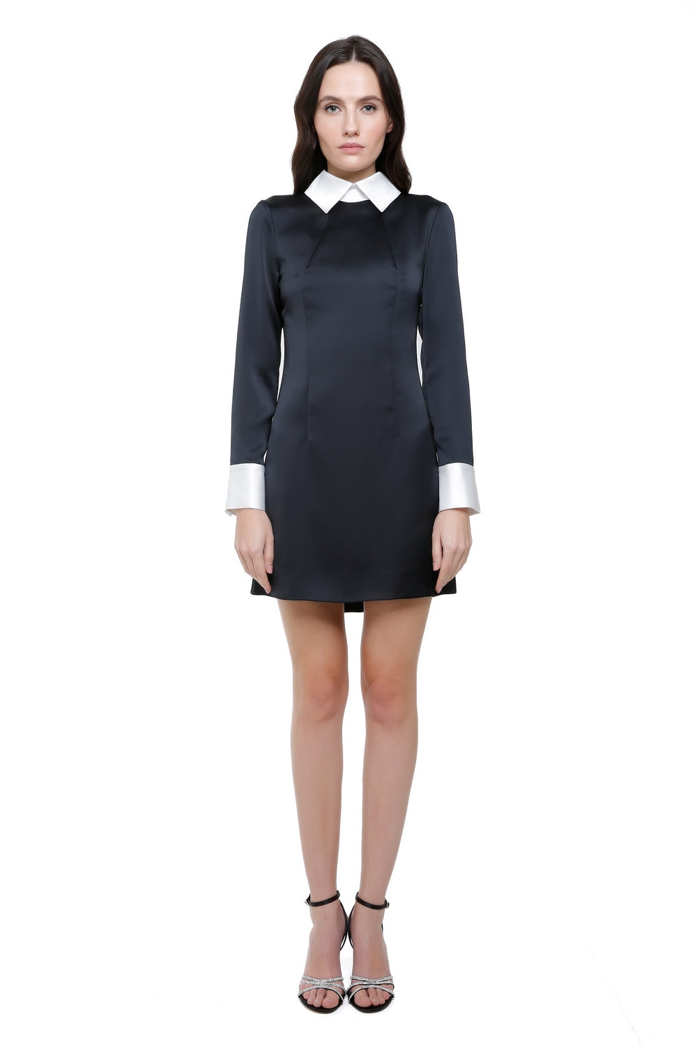 Robin Black Mini Dress With White Collar