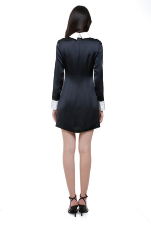 Robin Black Mini Dress With White Collar