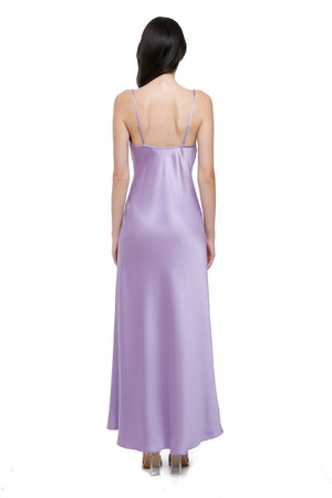 Mari Purple Silk Midi Dress
