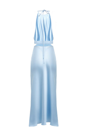 Ambretta Sky Blue Halter Midi Dress