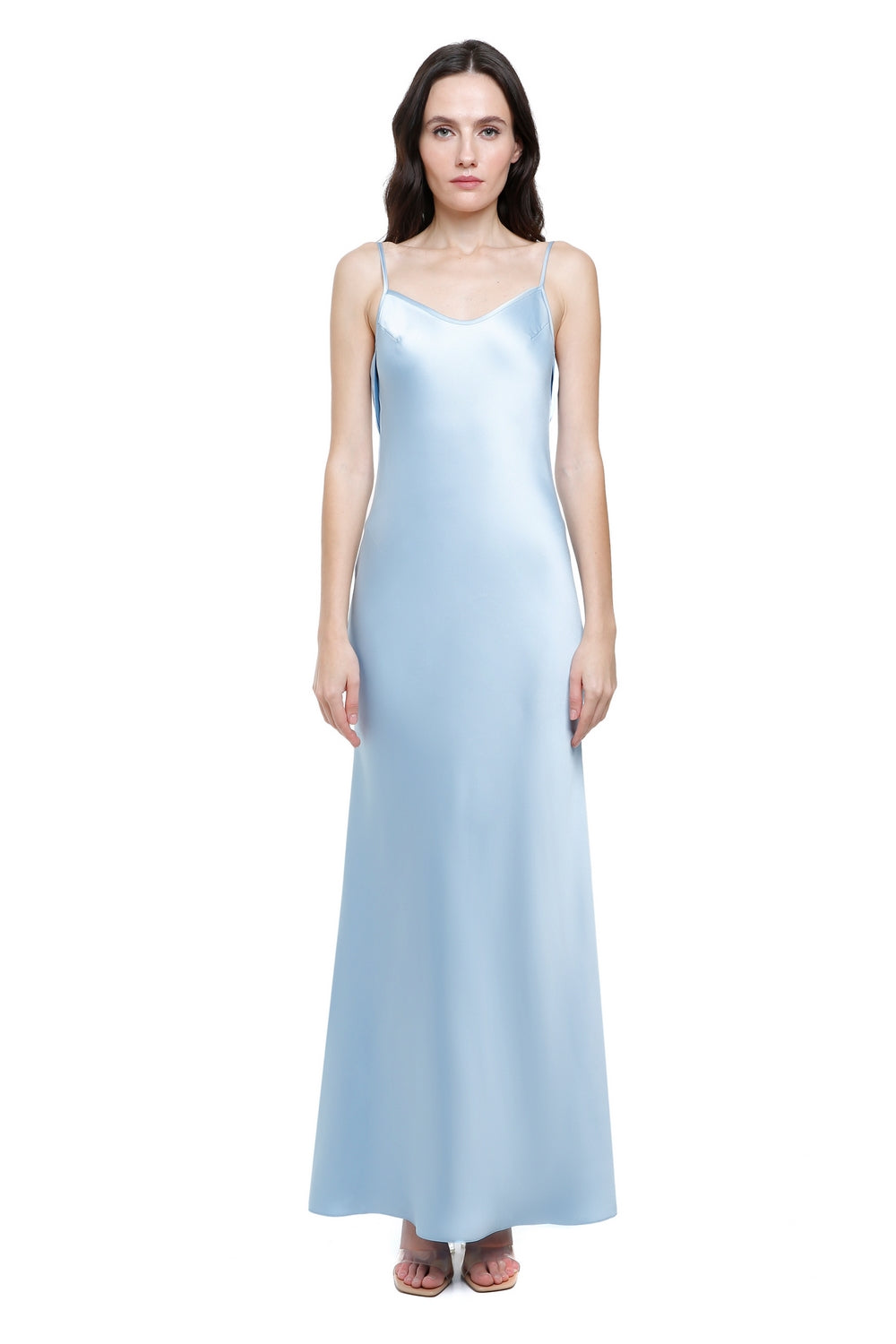 pale blue silk dress Whistles Cowl Neck Satin Maxi Size 6 25 inch) S/36/ US6 Carolyn Sky Blue Silk Maxi