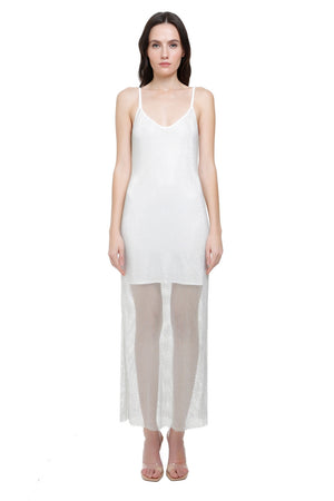 Adana White Crystal Mesh Midi Dress