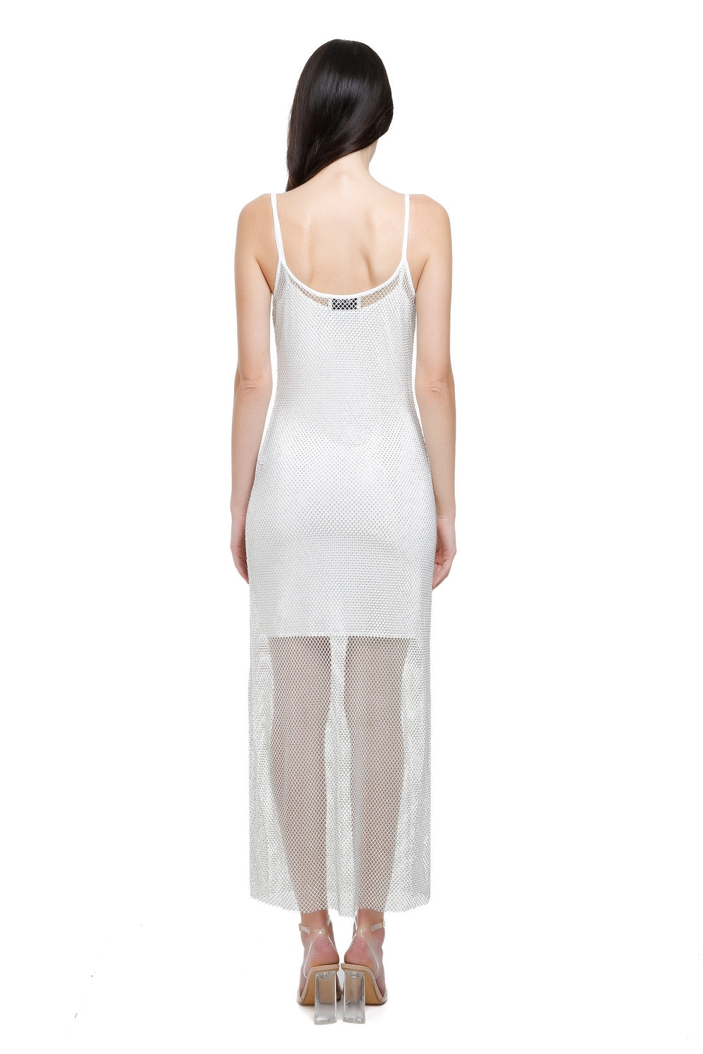 Adana White Crystal Mesh Midi Dress YASYA MINOCHKINA Adana White Crystal Mesh Midi Dress YASYA MINOCHKINA