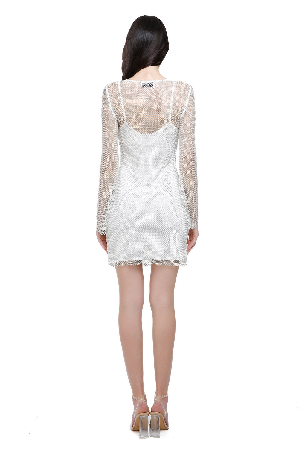 Sammy White  Crystal Mesh Mini Dress