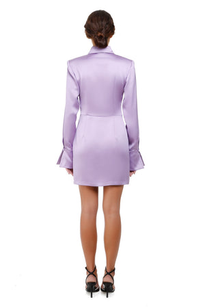 Meli Purple Silk Shirt Dresses