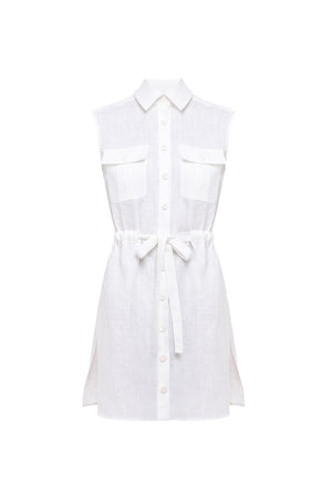 LP White Sleeveless Linen Shirt Dress YASYA MINOCHKINA LP White Sleeveless Linen Shirt Dress YASYA MINOCHKINA