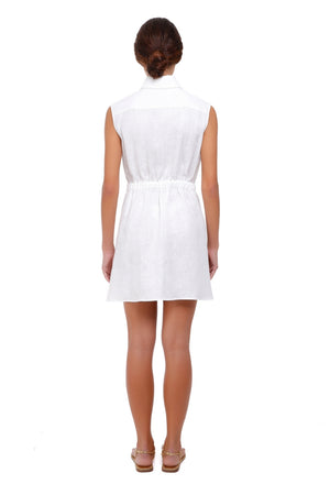 LP White Sleeveless Linen Shirt Dress