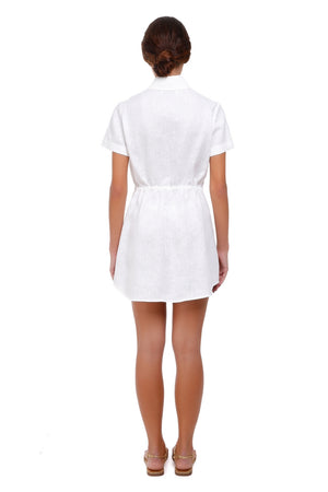 LP White Short Sleeve Linen Shirt Dress