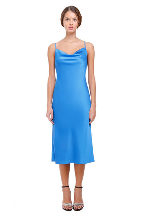 Janna Blue Silk Slip Dress