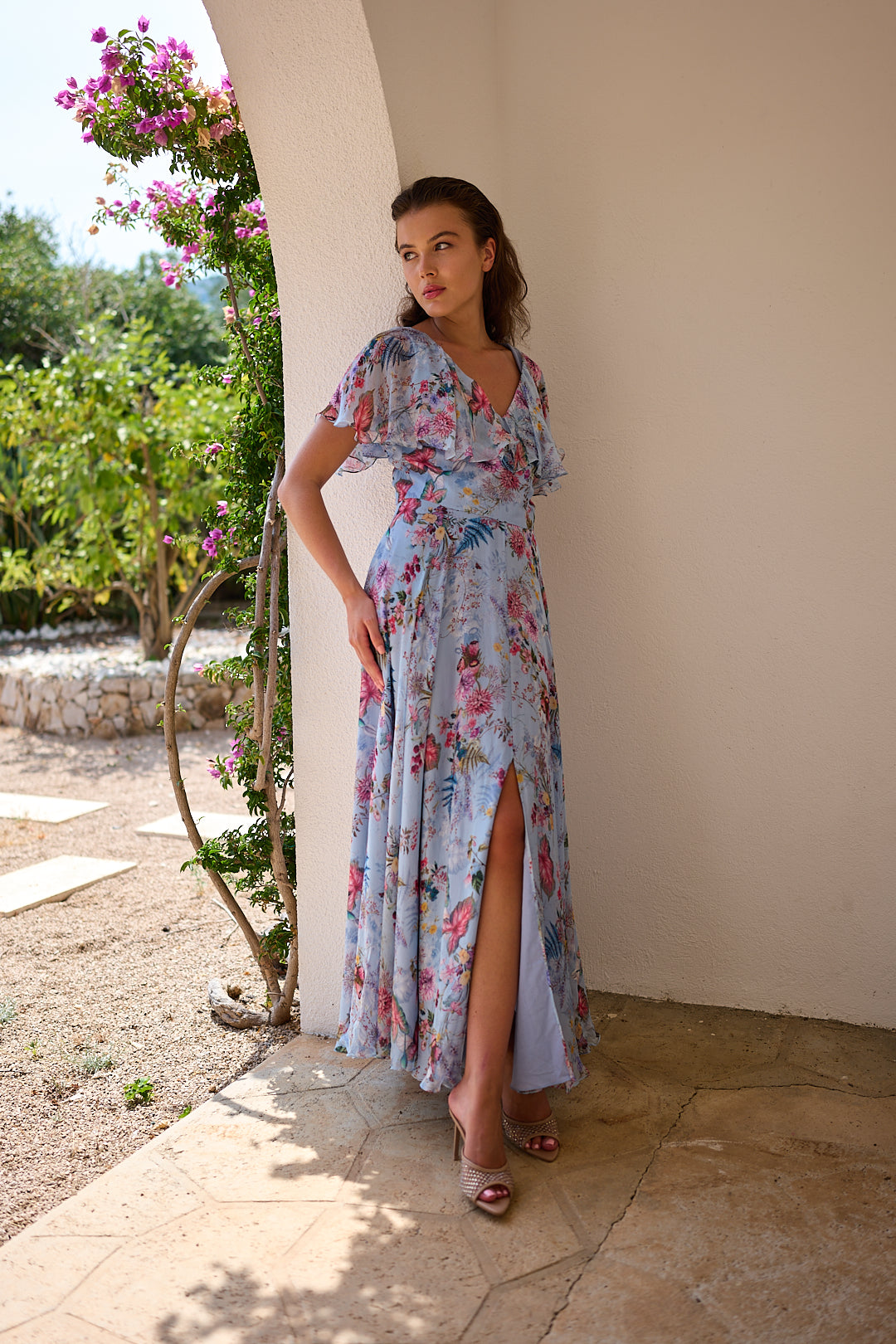 Celestine Sky Blue Floral Print Dress