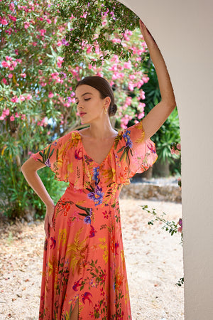 Celestine Coral Floral Print Dress