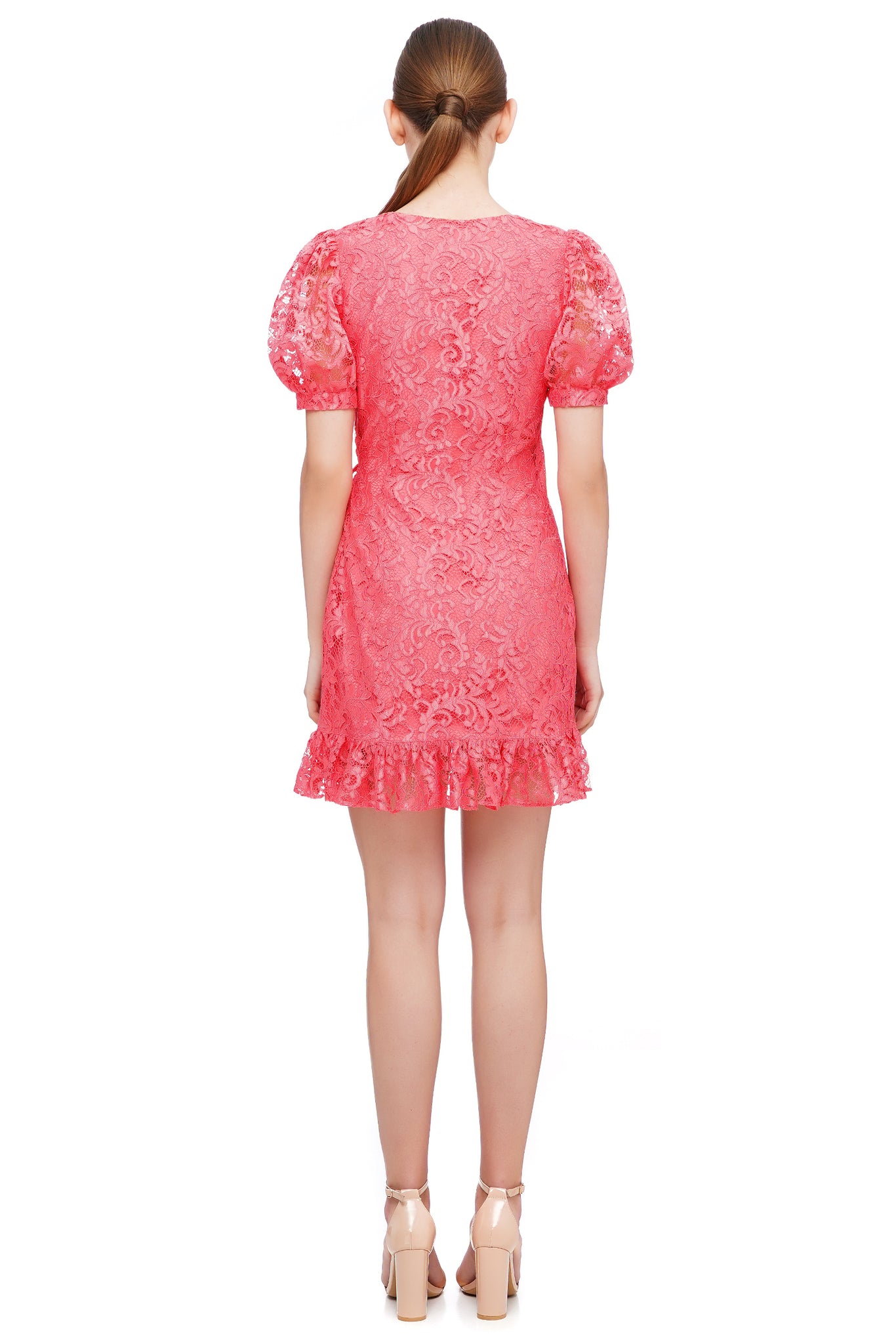 Aster Lace Salmon Mini Dress YASYA MINOCHKINA Aster Lace Salmon Mini Dress YASYA MINOCHKINA